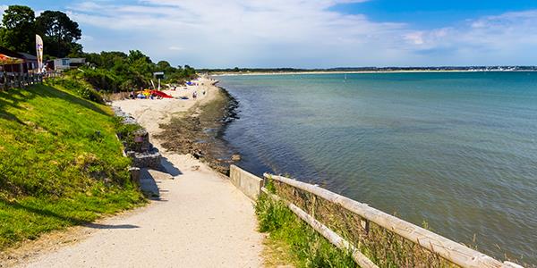 A view toward the horizon along Studland beach's coastal path