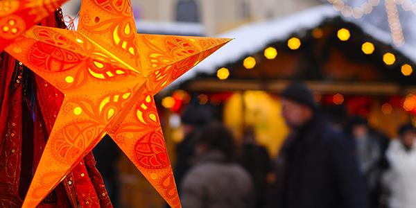 Decorations at Swansea Christmas Market