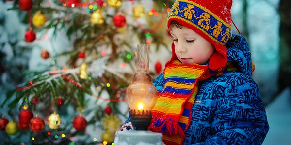 kid at a Christmas grotto