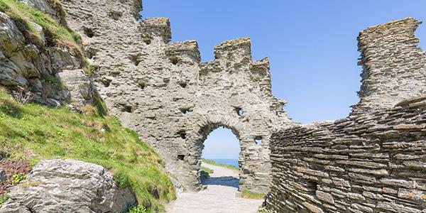 Stunning entrance to Tintagel Castle with its magnificent complex of medieval ruins