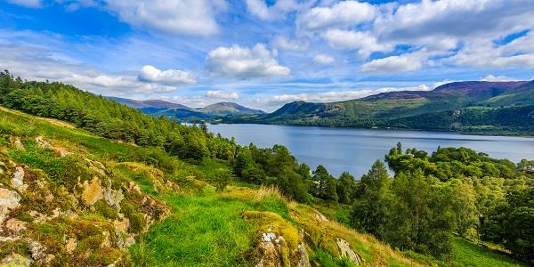 Stunning hillside views across to Derwentwater in The Lake District